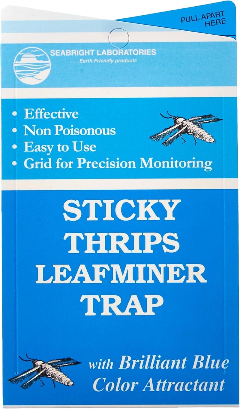 Hydrofarm Seabright Sticky Thrip Leafminer Trap - Pack of 5 with Brilliant Blue Color Attractant - Image 1